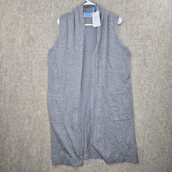 Survival Sweaters - Survival Womens Sleeveless Open Cardigan Gray Size Large Casual Lightweight